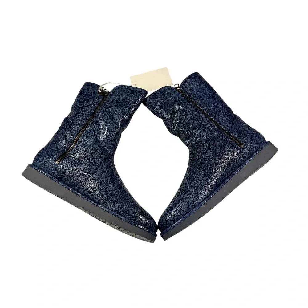 UGG Collection Abree Short Stingray Boots Women 11 Blue Shearling Italy 1009206